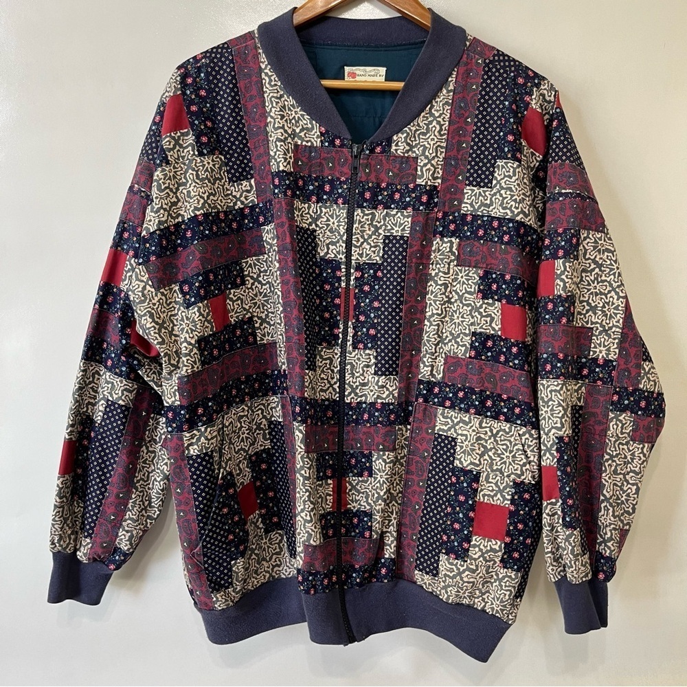 Vintage Handmade Boho Patchwork Bomber Jacket